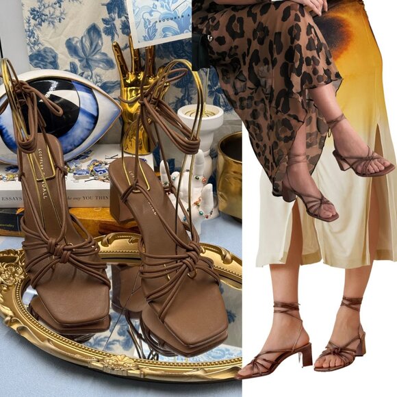 🆕 LOEFFLER RANDALL 🧿 NWOT Ryder Leather Knotted Sandals, Chocolate Brown, Sz 7